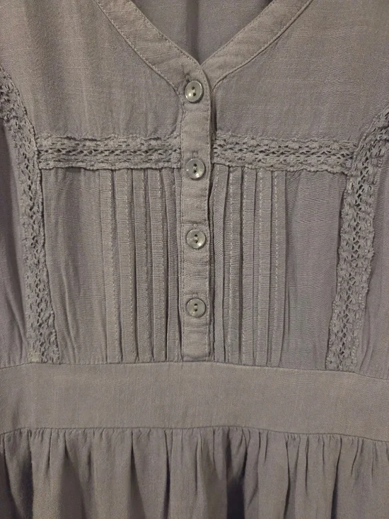 Baltic Born blue midi dress XS puff sleeves tiered pleats cottage core prairie - Picture 5 of 16